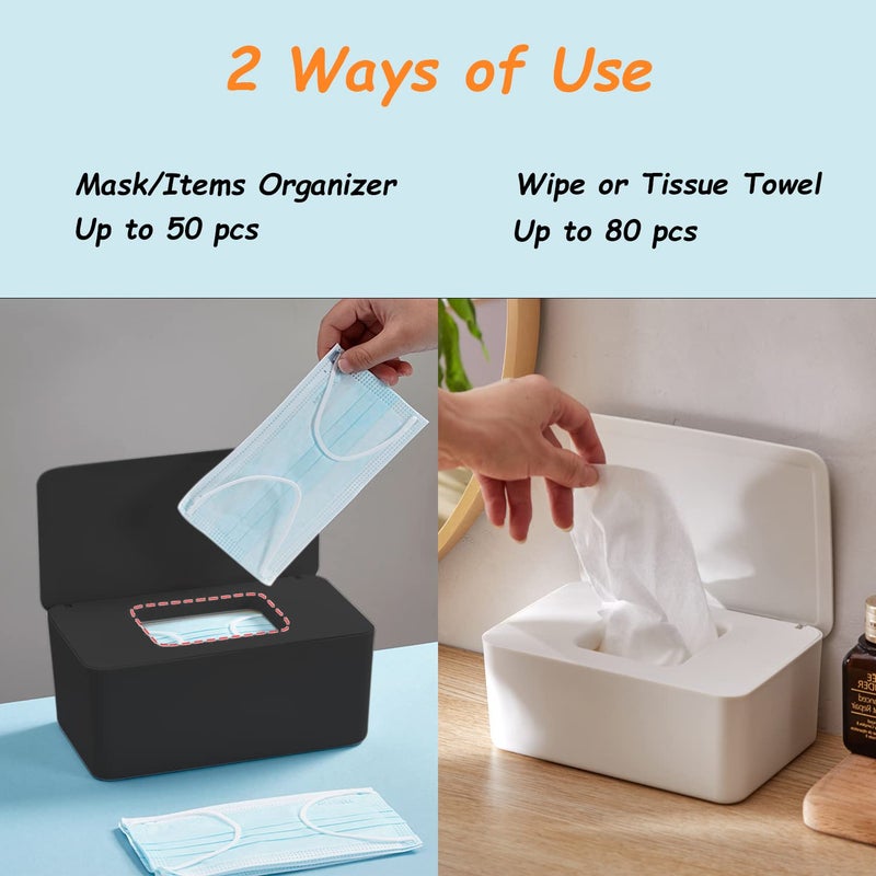 Seposeve 2 Pack Wipes Dispenser, Wipe Holder for Baby & Adult, Refillable Wipe Container, Keeps Wipes Fresh, Far from Dirty Wipes, Easy to Open/Close Wipes Pouch Case. (2 Black) - Image 3